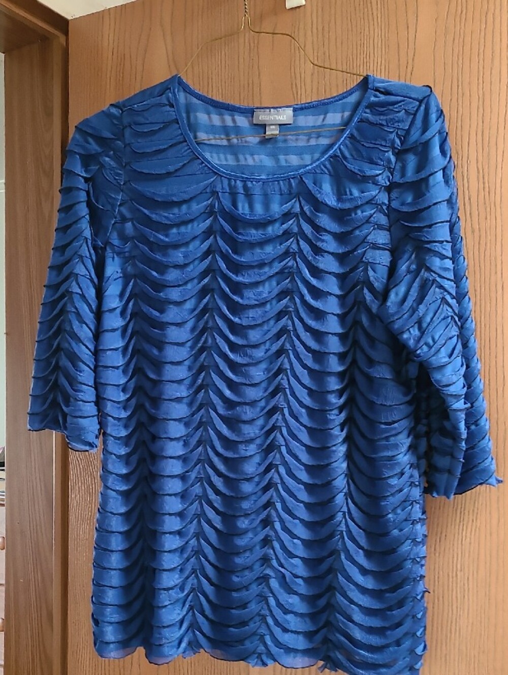 Essentials Royal Blue Ruffle Textured Blouse - Picture 5 of 6